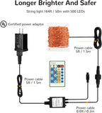 Moobibear LED String Lights, 164ft 500 LED Fairy Lights Plug in, Dimmable Outdoor Tree Lights, UL-Listed Warm White Copper String Lights Remote Control for Wedding Christmas Decor