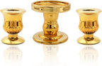 Gold Unity Candle Holder - Glass Candle Holders for Pillar Candles Taper Candles, Glass Candlestick Holders Set of 3, Decorative Clear Glass Candlestick Holder for Wedding Table Dinning Centerpiece
