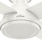 Hunter 52 inch Indoor Ceiling Fan No Light with Remote Control - White Modern Ceiling Fan without Light, Low Profile Mount, 4 Blades, For Bedroom, Living Room, or Kitchen - Dempsey 59248, Fresh White
