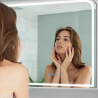 LED Bathroom Mirror, 48"x 32" LED Mirror with Lights for Bathroom, Lighted Vanity Mirrors for Wall, Anti-Fog, Dimmable, Tempered Glass, Memory Function, 3 Colors, Safe Use (White)