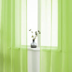 DUALIFE Lime Green Voile Sheer Curtains Grommet,Look Semi Sheer Windows Panels,Elegant Solid Color Touch Soft Drapes, 52X45 Inch for Living Room Bedroom,Set of 2 Panels