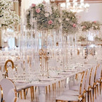 20PCS Acrylic Candelabras Centerpieces for Wedding,Clear 8 Arm Candlesticks Holder with Shade for Tall Valentines Day Party Christmas Halloween Centerpiece Event Candles,Fit 0.8" LED Candles