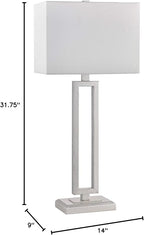 Britta Table Lamp – Modern Luxury Desk Lamp with Silver and White Finish, Commercial Grade Lighting for Living Room or Bedroom