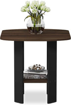 Furinno Simple Design 2-Pack End Side Table, Columbia Walnut/Black