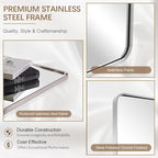 ANDY STAR Chrome Mirrors for Bathroom, 24x36’’ Rounded Rectangle Mirror, Chrome Bathroom Vanity Mirror, SUS304-Anti-Rust, Wall-Mounted Horizontal/Vertical 1’’ Deep