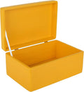Large Yellow Wooden Box Storage with Hinged Lid | 11.8 x 7.87 x 5.51 inches (+-0.5) | Gift Box for Tool Dog Toy Shoes Clothes Kitchen Storage | Wood Keepsake Chest