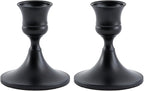 Black Taper Candle Holder, Candlestick Holders, Vintage Metal for Table Centerpieces Wedding Decor (Matte Black, 2 Pcs)