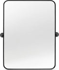 18" x 24" Pivot Rectangle Bathroom Mirror Tilting Beveled Black Metal Framed Vanity Mirrors for Wall, Tempered Glass
