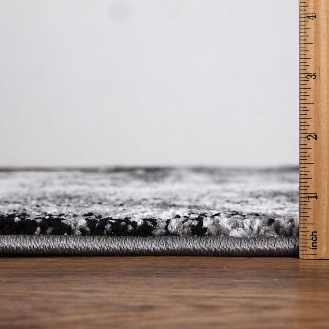 Keen Home Design Area Rugs - 2x16 Non-Shedding, Abstract Rugs for Kitchen, Living Room, Bedroom, Dining Room, Entryway - Size: 2'8" x 16', Abstract Black