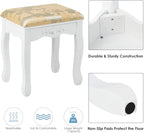CHARMAID Vanity Table Set with Rotatable Oval Mirror, Bedroom Makeup Table with 5 Drawers for Women Girls, Dressing Table with Cushioned Stool (White)