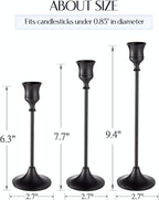 Black Candlestick Holders, Taper Candle Holders, Set of 6 Matte Black Candle Holder Set, Vintage Table Centerpiece for Wedding Christmas Holiday