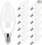 Brightever E12 LED Candelabra Light Bulbs 40W Equivalent, 4W Warm White 2700K Ceiling Fan Bulbs, Chandelier Candle Lights for Wall Lanterns, Pendant Lights, Non-Dimmable, Pack of 12