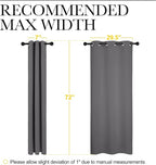 NICETOWN Grey Blackout Curtain Panels for Bedroom, Thermal Insulated Grommet Top Blackout Draperies and Drapes for Basement (2 Panels, W34 x L72-inch, Grey)