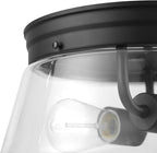 GLOBE Electric 44777 Aleyna 2-Light Outdoor Flush Mount Ceiling Light, Matte Black, Clear Glass Shade, Bulb Not Included