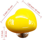 HUAMULAN 8PCS Heart Shape Glossy Ceramic Knobs Cabinet Dresser Pulls Door Handles Cupboard Wardrobe Drawer Backplate,Big Size Yellow