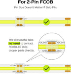 JACKYLED 8mm 2Pin FCOB COB LED Light Strip Connectors Kit, 16pcs Transparent Connectors & 5pcs 15cm Long 22AWG Extension Wires for Gapless Connection, FCOB 2 pin Single Color Strip Corner Connection