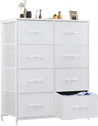 Sweetcrispy Dresser for Bedroom, Chest Organizer Unit with 8 Fabric Bins, Fabric Storage Tower, Drawer Organizer with Steel Frame, Wooden Top for Nursery, Living Room, Closet