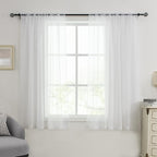 HUTO White Sheer Curtains 63 inches Long for Bedroom Top Rod Pocket Sheer Window Panels Curtains for Nursery Living Room 52 by 63 Inch Length Set of 2