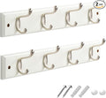 GlazieVault Coat Hooks Wall Mounted - MDF Board Nickel Hook Coat Rack(2 Pack) - Heavy Duty White -Coat Hooks for Wall Clothes Hooks and Wall Hooks