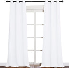 NICETOWN Solid Window Curtain Panels, Grommet, Polyester, Bedroom, White, 42 x 90, Pack of 2