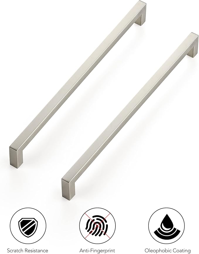 Ravinte 20 Pack 11-5/16 Inch Square Cabinet Handles - Brushed Nickel Stainless Steel Drawer Pulls for Kitchen Hardware