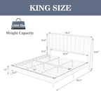 Allewie King Platform Bed Frame/Velvet Upholstered Bed Frame with Vertical Channel Tufted Headboard/Strong Wooden Slats/Mattress Foundation/Box Spring Optional/Easy Assembly/Navy Blue