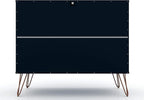 Manhattan Comfort Rockefeller 3 Drawer Dresser for Bedroom Storage, Nursery, Closet, Living Room, Entryway, TV Stand for Screens up to 32 Inches, Anti-Tip Kit Included, Set of 2, Midnight Blue