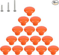 HUAMULAN 15PCS Orange Glossy Ceramic Knobs Button Round Mushroom Cabinet Dresser Vintage Pulls Door Handles Cupboard Wardrobe Drawer, Dia. 1.5 inch 38mm