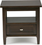 SIMPLIHOME Warm Shaker SOLID WOOD 20 inch Wide Rectangle Transitional End Side Table in Tobacco Brown for the Living Room and Bedroom