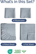 Extra Deep Twin XL Sheet Set - 4 Piece Breathable & Cooling Sheets - Hotel Luxury Bed Sheets Set - Easy Fit - Soft, Wrinkle Free & Comfy Sheets Set - Heathered Blue Sheet Set with Extra Deep Pockets
