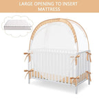 Pop Up Baby Crib Tent, Safety Tent to Keep Toddler from Climbing Out, Canopy Against Falls and Bites, Netting with Breathable & Soft Mesh, Orange (R07-orange)
