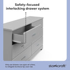 Storkcraft Brookside 6-Drawer Dresser (Pebble Gray) – GREENGUARD Gold Certified, Gray Dresser for Bedroom, Kids & Nursery Storage Chest, Safety Interlocking Drawers, Pre-Installed Tracks, Kids Chest