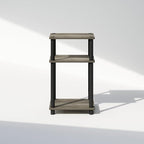 Furinno JUST Night Stand, 3-Tier Turn-N-Tube Nightstand, Toolless Bedside Table, End Table, Side Table with Open Storage for Bedroom, Living Room, Bathroom, French Oak