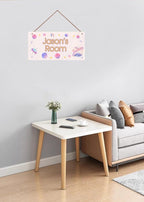 Personalized Universe Sign, Outer Space Theme Wall Art Decor Custom Name Door Plate for Kids Room Nursery Planet Stars Door Art Décor For Girls Boys Room Little Man Cave