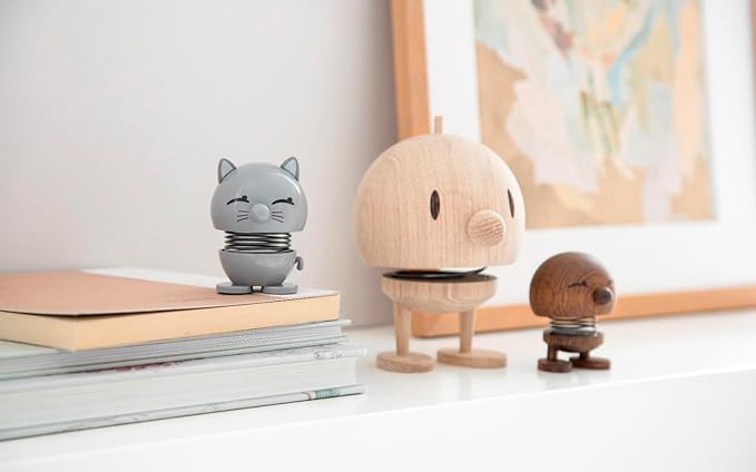 Hoptimist Bimble Smoked Oak, Woody Brown, Home Decor Ornament - Scandinavian Design, Wood W/Metal Spring, Small- Creates Cheerful Movement