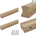 2Pcs Unfinished Beech Wood Solid Furniture Pulls Handles,Unfinished Unpainted Paintable Wooden Handles Cupboard Closet Drawer Handle Pull,Length 5.12",Hole Dis.3.78"