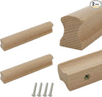 2Pcs Unfinished Beech Wood Solid Furniture Pulls Handles,Unfinished Unpainted Paintable Wooden Handles Cupboard Closet Drawer Handle Pull,Length 5.12",Hole Dis.3.78"