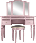 BOBKONA PDEX- Croix Collection Vanity Set With Stool, Rose Gold