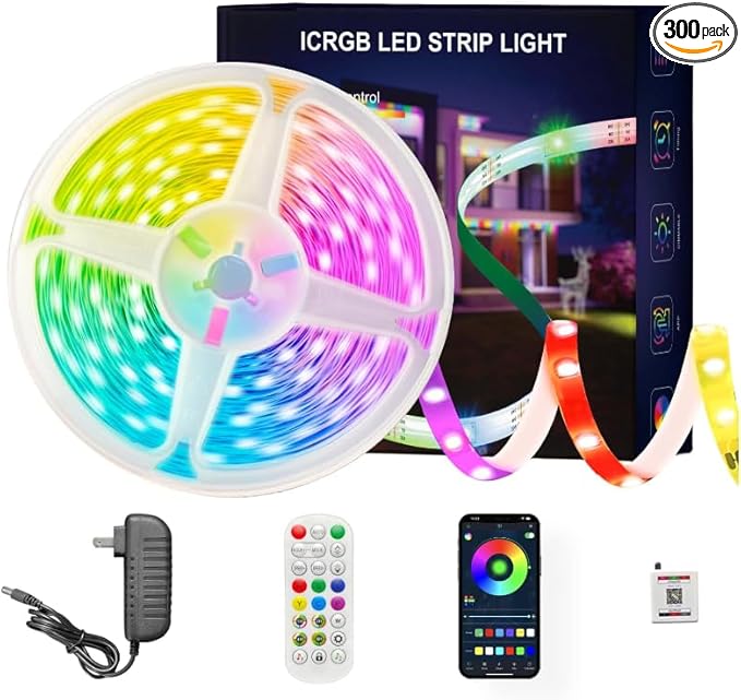 65.6ft Led Lights for Bedroom Music Sync Color Changing Led Strip Lights IC+RGB with Remote App Control Led Strip, Led Lights for Room Home Kitchen Decor Party