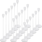 Set of 18 Tall Candlestick Holders Thin Metal Taper Candle Holders for Table Centerpiece Modern Decorative Pillar Candle Sticks Stand for Home Wedding Christmas Decoration(White)