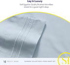 Twin XL Sheets - Breathable Luxury Sheets with Full Elastic & Secure Corner Straps Built In - 1800 Supreme Collection Extra Soft Deep Pocket Bedding Set, Sheet Set, Twin XL, Light Blue