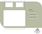 Linen Home 100% Cotton Percale Sheets Queen Size, Sage, Deep Pocket, 4 Pieces Set - 1 Flat, 1 Deep Pocket Fitted Sheet and 2 Pillowcases, Crisp Cool and Strong Bed Linen