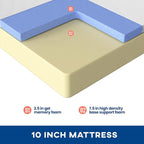 FDW | 10 Inch King Mattress | Medium Firm | Gel Memory Foam Mattress | White | Bed in a Box, CertiPUR-US Certified | Pressure Relief, Cooling Ventilated Foam | Washable Removable Cover