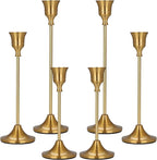 Candle Holder Brass Gold Candlestick Holders Set of 6, Metal Taper Candle Holders for Table Centerpiece Fits 3/4 inch Candles, Tall Candle Stands for Halloween Thanksgiving Christmas