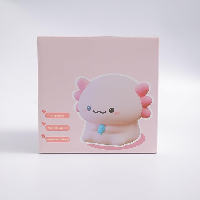 Axolotl Gifts, Cute Axolotl Night Light, Animal Silicone Nursery Lamp with Dimming and Timing Function, Cute Axolotl Decor Lights
