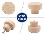 10PCS Wood Knobs Flat Top Round Cabinet Knobs 1.39"(35mm) Unfinished Wooden Dresser Drawer Pulls Kitchen Cabinet Handles