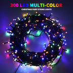 105FT 300LEDs Christmas Lights Outdoor Indoor String Lights 8 Modes Memory Function for Christmas Tree Party Decoration, 100% UL Listed (4 Sets CONNECTABLE) Multi-Color