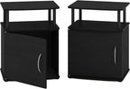 Furinno JAYA End Side Sofa Table/Nightstand with Door, 2-Pack, PVC Tubes, Black Wood