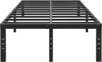 ALDRICH 18 Inch Metal King Size Bed Frame - Black Basic Steel Slats Platform, Easy Assembly Heavy Duty Noise Free Bedframes, No Box Spring Needed