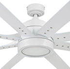 Honeywell Ceiling Fans Xerxes Modern 62 Inch Ceiling Fan with Light, Remote Control Fan, LED Indoor Fan with 8 Blades, White and Gray Wash Blade Finish Options, White (51628-01)